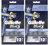 Gillette Blue 3 Smooth Rasoirs Jetables Homme, Pack de 12 Rasoirs [OFFICIEL]