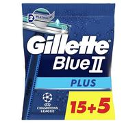 Gillette Blue II Plus Rasoirs Jetables x 20, Avec Bande Lubrifiante Et Deux Lames Ultra-Affûtées, Pour 5 Rasages De Près (Lot de 10)
