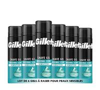 Gillette Classique Gel À Raser Peaux Sensibles, Pour Les Peaux Sensibles, 6x200ml