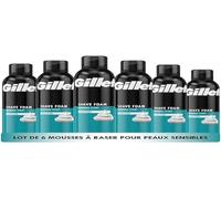 Gillette Classique Mousse À Raser Peaux Sensibles Pour Hommes, Aide À Protéger Contre Les Irritations Du Rasage, Rasage Rapide Et Facile Avec La Formule Gillette Comfort Glide, 6x300ml