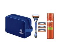 Gillette Fusion 5 Coffret De Rasage UEFA Champions League Edition Spéciale, Rasoir Pour Hommes, Réutilisable, 4 Recharges De Lames Avec Bande Lubrifiante, Gel De Rasage Pro Sensitive Rafraîchissant