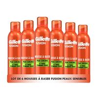 Gillette Fusion Mousse À Raser Pour Homme À L’huile D’amande, Pour Les Peaux Sensibles, X5 Actions : Nettoie, Hydrate, Protège, Rafraîchit Et Apaise, Pack de 6x250 ml
