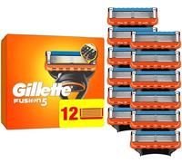 Gillette Fusion5 Lot de 12 lames de rechange d'origine pour homme avec bande lubrifiante plus grande pour un glissement en douceur et 5 lames pour un rasage incroyablement précis et confortable