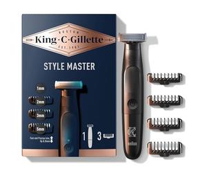 Gillette King C Tondeuse A Barbe Electrique pour Hommes, sans Fil, Etanche, Lame en Métal Remplaçable, Coffret Barbe Homme avec 4 Sabots Interchangeables pour Tailler Et Raser, Technologie CenterCut