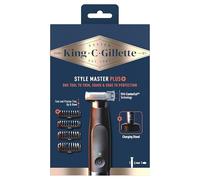 King C. Gillette Style Master Plus Tondeuse à Barbe Electrique, Technologie CenterCut, Lames affûtées jusqu'à 6 mois, étanche, tailler, raser et sculpter la barbe, 4 sabots, station de charge