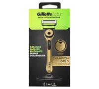 Gillette Labs Avec Barre Intégrée, Rasoir Barbe Manuel, 1 Poignée, 1 Lames Gillette de Rechange, Avec Base Magnétique, Édition Des Champions, Or, Rasoir Barbe et Lames De Rechange