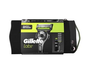 Gillette Labs avec élément nettoyant UEFA Champions League Special Gold Edition, 1 manche - 5 lames de rechange, comprend 1 gel à raser de 200 ml, 1 station d'accueil magnétique, 1 étui