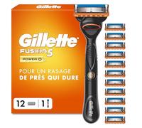 Gillette Rasoir Pour Homme Fusion5, Manche Réutilisable Et 12 Cartouches A 5 Lames Ultra-Affutées, Avec Bande Lubrifiante Améliorée Pour Le Rasage Du Visage Plus Confortable, 1 Recharge Par 20 Rasages