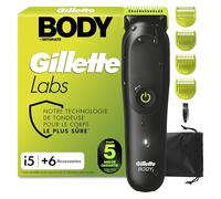 Gillette Labs Body + Intimate Tondeuse Homme i5, 6 Accessoires, Noire
