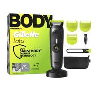Gillette Labs Body + Intimate Tondeuse Homme i7, 7 Accessoires, Noire | pour Tondre Corps et Zone Intime, Etanche, Sabot pour la Peau Sensible, Lumière LED, Autosense, Batterie Rechargeable