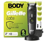 Gillette Labs Body + Intimate Tondeuse Homme i7, 8 Accessoires, Noire