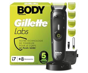 Gillette Labs Body + Intimate Tondeuse Homme i7, 8 Accessoires, Noire