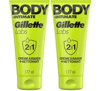 Gillette Labs Body Plus Intimate Crème A Raser Homme Et Nettoyant 2-En-1 Pour Le Corps Et La Zone Intime, Convient Aux Peaux Sensibles, Aloe Vera Pour Un Rasage Corporel En Douceur, 177ml (Lot de 2)