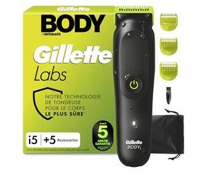Gillette Labs Body Plus Intimate Tondeuse Homme i5, 5 Accessoires, Noire