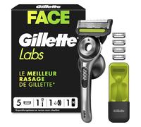 Gillette Labs Rasoir Homme, avec 5 Recharges, Gris - Manche Réutilisable en Métal, Cartouche de Rechange à Lames Affutées, Tête Flexible, Rasage Efficace avec la Technologie FlexDisc 2D