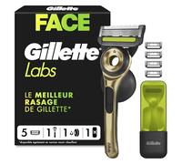 Gillette Labs Rasoir Home, Edition Limitée, avec 5 Recharges, Or - Manche Réutilisable en Métal, Cartouche de Rechange à Lames Affutées, Rasage Efficace avec la Technologie FlexDisc 2D