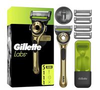 Gillette Labs Rasoir Homme Avec Barre Exfoliante Champion Gold, Manche Réutilisable Et 5 Cartouches De Recharge GilletteLabs A 5 Meilleures Lames De La Marque, Rasage Confortable Du Visage