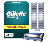 Gillette Lot De 28 Recharges De Rasoir Pour Homme Mach3 Turbo, AUTHENTIQUES, Cartouche Avec Bande Lubrifiante Pour Une Glisse Fluide, NOUVEAU Revêtement De Lame Pour Réduire La Pression Sur La Peau