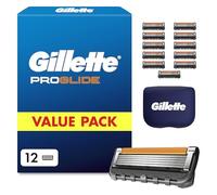 Gillette Lames de Rasoir Homme Proglide, Pack de 12 - Cartouche Dotée de la Bande Lubrifiante x2, Ultra Affutées et Longue Durée, en Acier Inoxydable, 1 Recharge Jusqu’à 30 Rasages