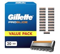 Gillette Lames de Rasoir Homme Proglide, Pack de 20 - Cartouche Dotée de la Bande Lubrifiante x2, Ultra Affutées et Longue Durée, en Acier Inoxydable, 1 Recharge Jusqu’à 30 Rasages