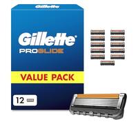 Gillette lot de 12 Recharges de Rasoir pour Hommes Proglide, authentiques, Cartouche A 5 Lames Ultra-Affutées, Nouvelle Lubrification, Bande Lubrifiante x2, Rasage du Visage Flexible, Carton