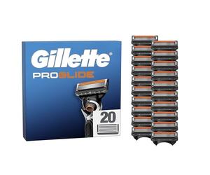 Gillette lot de 20 Recharges de Rasoir pour Hommes Proglide, authentiques, Cartouche A 5 Lames Ultra-Affutées, Nouvelle Lubrification, Bande Lubrifiante x2, Rasage du Visage Flexible