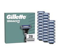 Gillette Lot De 28 Recharges De Rasoir Pour Homme Mach3 Turbo, AUTHENTIQUES, Cartouche Avec Bande Lubrifiante Pour Une Glisse Fluide, NOUVEAU Revêtement De Lame Pour Réduire La Pression Sur La Peau