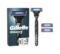 Gillette Rasoir Mach3 – 1 manche en acier inoxydable, 3 recharges de lames