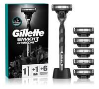 Gillette Mach3 Charcoal rasoir avec socle + lames de rechange 6 pcs
