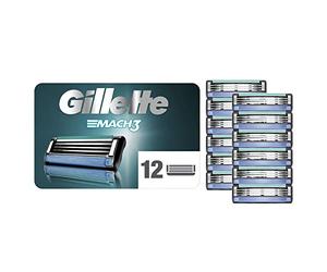 Gillette Mach3 Lames de Rasoir Homme, Pack de 12 Lames de Recharges [OFFICIEL]