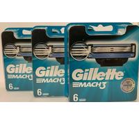 Gillette Mach3 Lames De Rasoir Pour Hommes, 3 X 6 Pièces