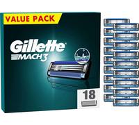 Gillette Mach3 lames de rasoir pour rasoir, 18 recharges de lames pour rasoir manuel pour hommes avec 3 lames.