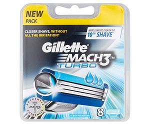 Gillette Mach3 Turbo Lot de 8 recharges de lames de rasoir pour homme