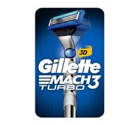 Gillette Mach3 Turbo Rasoir pour homme + 1 recharge de lame de rasoir, mouvement 3D pour s'adapter aux contours du visage, plus solide que les lames en acier, Lubrastrip amélioré