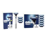 Gillette Pack Rasoir Pour Homme Mach 3 Turbo Avec Un Manche Réutilisable Plus 4 Recharges De Lames Et Lot De 6 Cartouches De Lames AUTHENTIQUES Avec Un Nouveau Revêtement