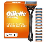 Gillette Rasoir Homme Fusion 5, avec 12 Cartouches, Noir
