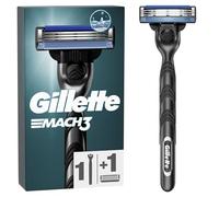 Gillette Mach3 Rasoir Pour Homme, Rasoir À 3 Lames, 1 Manche En Acier Inoxydable + 1 Recharge De Lames