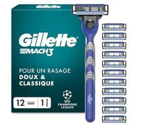 Gillette Rasoir Homme Mach 3, avec 12 Recharges, Edition U leu