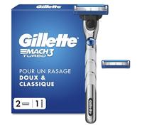 Gillette Rasoir Homme Mach 3 Turbo, avec 2 Recharges, Gris