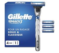 Gillette Rasoir Homme Mach 3 Turbo, avec 4 Recharges, Gris
