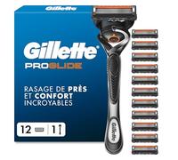 Gillette Rasoir Homme Proglide, avec 12 Recharges, Noir