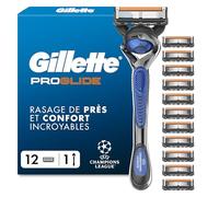 Gillette Rasoir Homme Proglide, avec 12 Recharges, Noir et Bleu