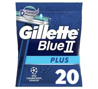 Gillette Rasoir Jetable Homme, Lot De 20 Pièces De Rasoir Gillette Blue II, Bande Lubrifiante, 2 Lames Ultra-Affûtées Au Revêtement Platine, Pour 5 Rasages De Près Tout Doux