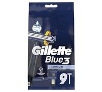 Gillette Rasoir Jetable Homme, Lot De 9 Pièces De Rasoir Gillette Blue3 Comfort, 3 Lames Au Revêtement Chromé Tête Pivotante, Bande Lubrifiante Comfortgel