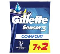 Gillette Rasoir Jetable pour Hommes Sensor 3, pack de 9, Bleu