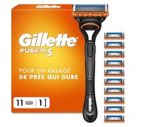 Gillette Rasoir Pour Homme Fusion5, Manche Réutilisable,11 Cartouches A 5 Lames, Bande Lubrifiante Pour Le Rasage Du Visage Confortable Et Une Glisse Du Rasoir Fluide, 1 Recharge Par 20 Rasages