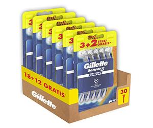 Gillette Sensor3 Comfort, Rasoirs à Raser Jetables Pour Hommes, Rasoirs Pour Hommes Avec Bande Lubrifiante Lubrastrip, Lot de 3+2 Rasoirs