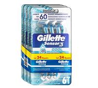 Gillette Sensor3 Cool Rasoir Jetable pour Homme, Plastique, Blanc, Bleu, 6 Unité (Lot de 4)