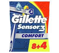 Gillette Sensor3 Cool Rasoirs Jetables Homme, Pack de 12 Rasoirs [OFFICIEL]