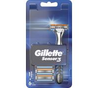 Gillette Sensor3 Rasoir pour hommes + 6 lames de rechange Noir Rasage Soins corporels